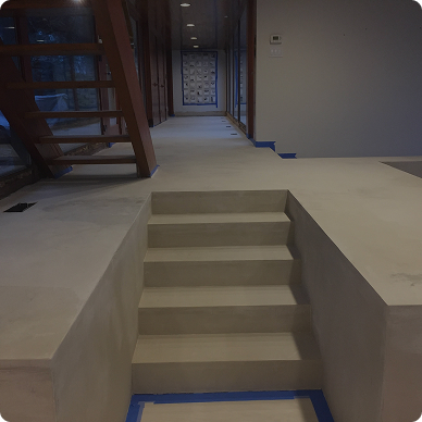 Concrete floor leveling and prep work in progress